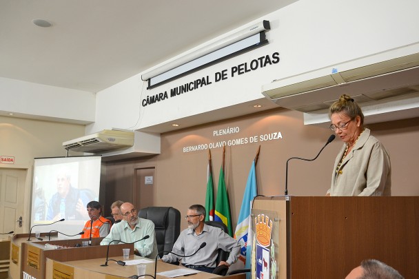 Regina discursando em audiência pública 