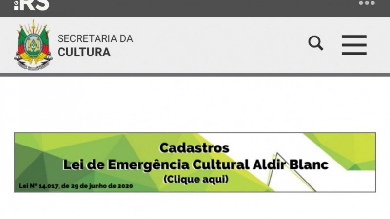 tela da página da secretaria da cultura